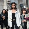 Sara Sampaio sortant du défilé de mode "Mugler", collection prêt-à-porter Printemps-Eté 2017 à Paris, le 1er octobre 2016