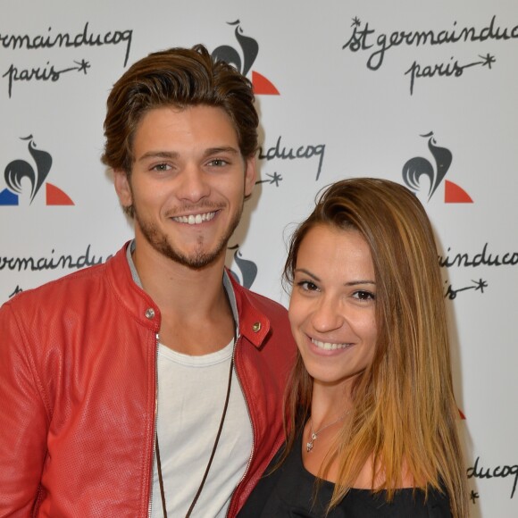 Rayane Bensetti et sa compagne Denitsa Ikonomova - Inauguration de la nouvelle boutique du coq sportif à Saint Germain à Paris le 21 septembre 2016. © Coadic Guirec/Bestimage