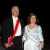 Le prince Alexandre et la princesse Catherine de Serbie arrivent au dîner du mariage du prince Leka II d'Albanie et d'Elia Zaharia au palais royal à Tirana, le 8 octobre 2016