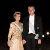 Le prince Radu de Roumanie et la princesse Margareta de Roumanie arrivent au dîner du mariage du prince Leka II d'Albanie et d'Elia Zaharia au palais royal à Tirana, le 8 octobre 2016