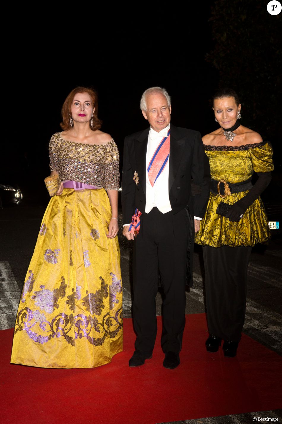 La princesse Isabelle et le prince Philippe de Liechtenstein arrivent au dîner du mariage du prince Leka II d&#039;Albanie et d&#039;Elia Zaharia au palais royal à Tirana, le 8 octobre 2016