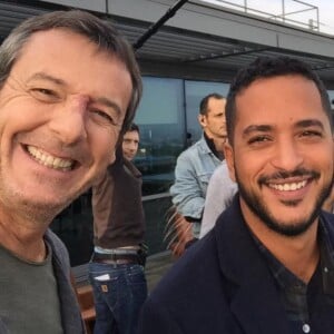 Jean-Luc Reichmann et Slimane sur le tournage de Léo Matteï. Le 20 septembre 2016.