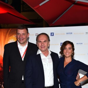 Vlad Riashin, Alexeï Gouskov, Vahina Giocante - Soirée de lancement de la série "Mata Hari" produite par Star Media en partenariat avec Channel One Russia et Inter Ukraine, au MIPCOM 2016 à Cannes le 16 octobre 2016. © Bruno Bebert/Bestimage