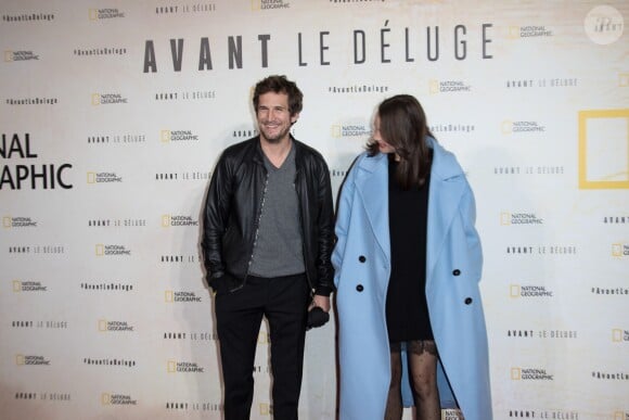 Marion Cotillard, enceinte, et son compagnon Guillaume Canet - Avant première du documentaire "Before the flood" au théâtre du Châtelet à Paris le 17 octobre 2016. © Cyril Moreau/Bestimage