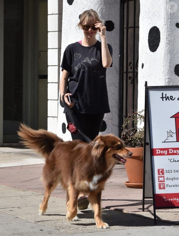Amanda Seyfried promène son chien Finn à West Hollywood. Los Angeles, le 6 octobre 2016.