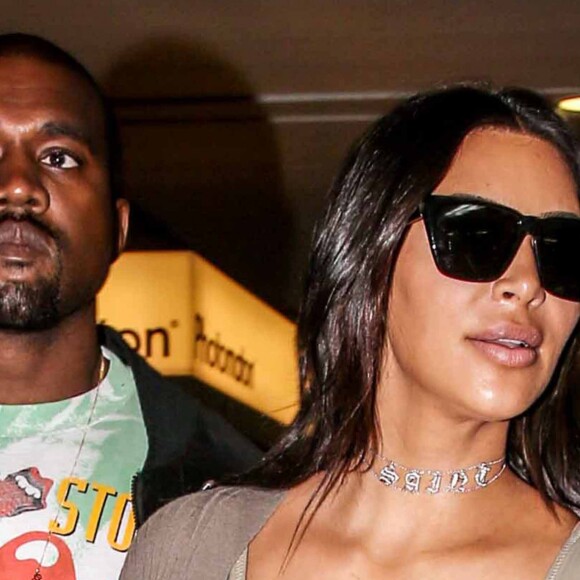 Kim Kardashian et son mari Kanye West arrivent à l'aéroport de Roissy-Charles-de-Gaulle, puis vont déjeuner au restaurant "L'Avenue" à Paris, le 13 juin 2016.