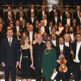 Le roi Felipe VI et la reine Letizia d'Espagne assistaient le 20 octobre 2016 au concert précédant la remise des Prix Princesse des Asturies, à Oviedo.