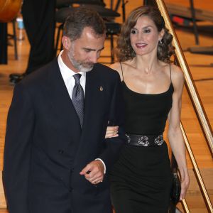 Le roi Felipe VI et la reine Letizia d'Espagne assistaient le 20 octobre 2016 au concert précédant la remise des Prix Princesse des Asturies, à Oviedo.