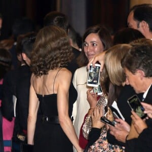 Le roi Felipe VI et la reine Letizia d'Espagne assistaient le 20 octobre 2016 au concert précédant la remise des Prix Princesse des Asturies, à Oviedo.