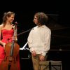 Exclusif - Julien Libeer, Camille Thomas (Robe rouge Paule Ka et Chaussures Christian Louboutin) - Concert parisien de lancement du disque de Camille Thomas et Julien Libeer "Réminiscences" avec le baryton Alexandre Duhamel au théâtre de l'Athénée-Louis-Jouvet à Paris, France, le 17 octobre 2016.