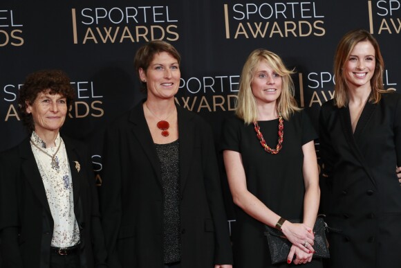 Jeannie Longo, Anne Quéméré, Candice Prévost et Isabelle Ithurburu lors des Sportel Awards à Monaco, le 25 octobre 2016. © Claudia Albuquerque/BestImage
