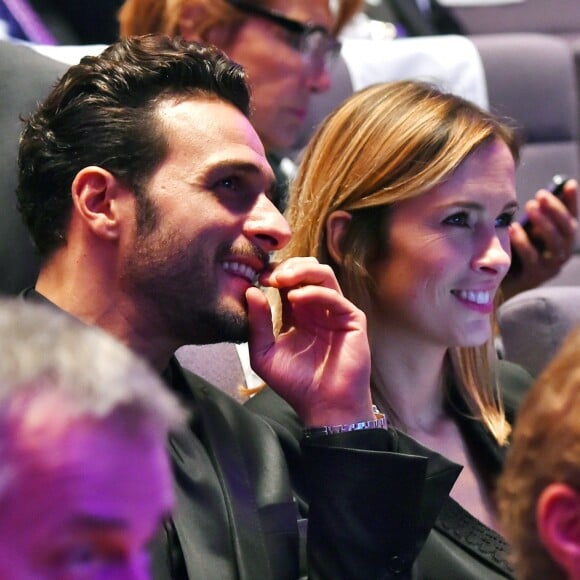 Maxim Nucci (Yodelice) et Isabelle Ithurburu en couple à la cérémonie des Sportel Awards, au Grimaldi Forum à Monaco le 25 octobre 2016. La journaliste de Canal+ faisait partie du Jury du Prix de la Publicité lors de cet événement qui récompense les plus belles vidéos de sport et les plus beaux ouvrages illustrés sur le sport, à Monaco, le 25 octobre 2016. © Bruno Bebert/Bestimage