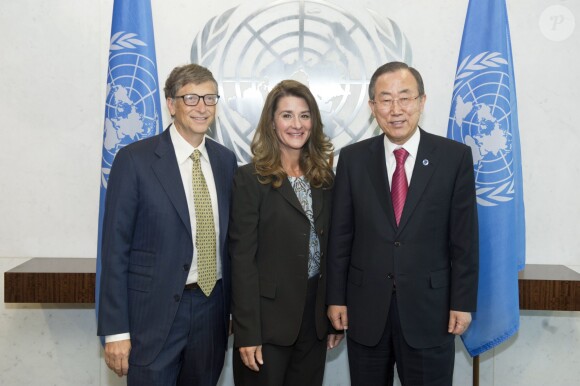 Bill Gates et Melinda Gates, Ban Ki-moon - Assemblée générale de l'ONU à New York le 25 septembre 2013.