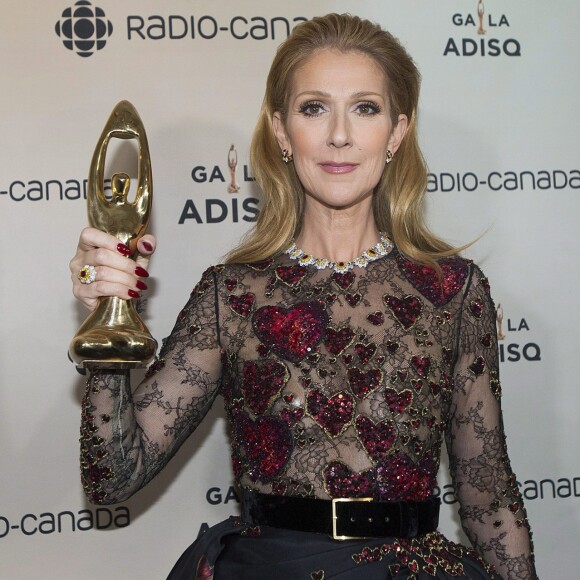 Céline Dion pose au 38e Gala Adisq à Montréal, le 30 octobre 2016