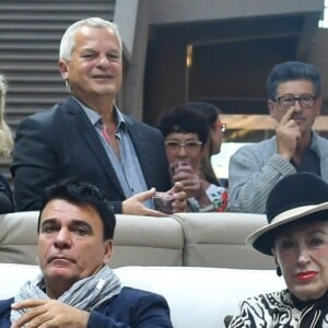 Exclusif - Magloire, Dominique Damien Rehel, Geneviève de Fontenay, Sylvain Potard, Jean-Philippe Muley (organisateur de la foire) - Concours de créateurs de mode à la foire expo de Cherbourg-en-Cotentin sur le thème de l'Irlande dans la Grande Halle de La Cité de la Mer à Cherbourg-en-Cotentin, France, le 31 octobre 2016.