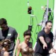 Exclusif - Gal Gadot tourne une scène d'action pour le film "Wonder Woman" à Matera en Italie le 15 avril 2016.