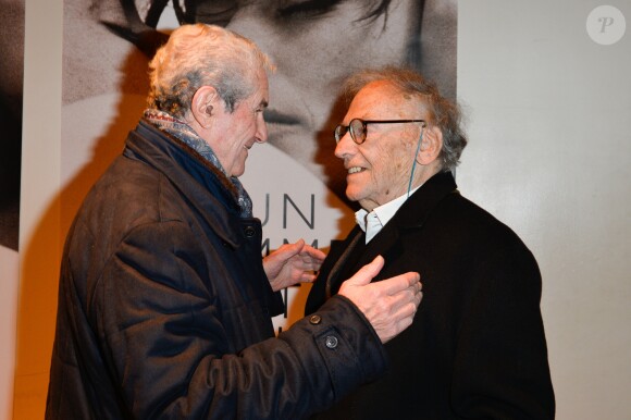 Claude Lelouch et Jean-Louis Trintignant - People à la projection du film "Un homme et une femme" en version restaurée, pour fêter les 50 ans du film ainsi que les 13 ans de Sophie Dulac Distribution au cinéma L'Arlequin, à Paris, le 6 novembre 2016. © Coadic Guirec/Bestimage