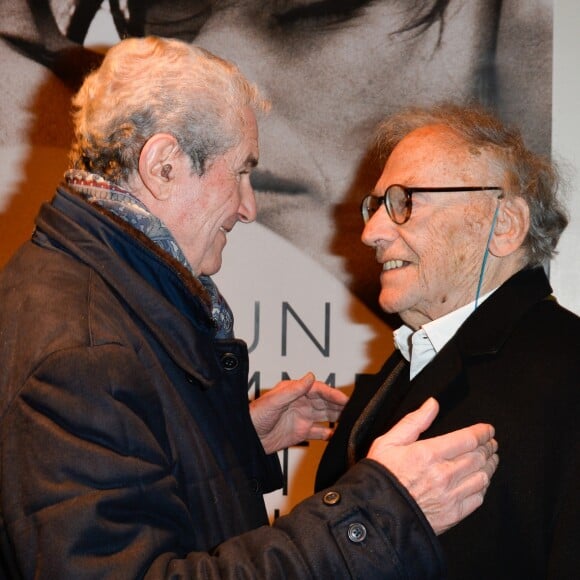 Claude Lelouch et Jean-Louis Trintignant - People à la projection du film "Un homme et une femme" en version restaurée, pour fêter les 50 ans du film ainsi que les 13 ans de Sophie Dulac Distribution au cinéma L'Arlequin, à Paris, le 6 novembre 2016. © Coadic Guirec/Bestimage