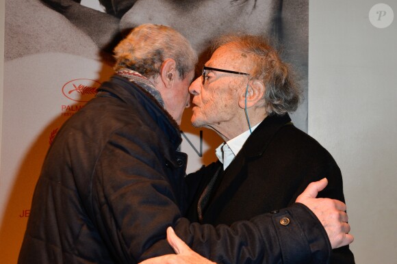 Claude Lelouch et Jean-Louis Trintignant - People à la projection du film "Un homme et une femme" en version restaurée, pour fêter les 50 ans du film ainsi que les 13 ans de Sophie Dulac Distribution au cinéma L'Arlequin, à Paris, le 6 novembre 2016. © Coadic Guirec/Bestimage