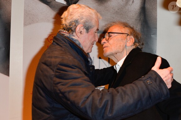 Claude Lelouch et Jean-Louis Trintignant - People à la projection du film "Un homme et une femme" en version restaurée, pour fêter les 50 ans du film ainsi que les 13 ans de Sophie Dulac Distribution au cinéma L'Arlequin, à Paris, le 6 novembre 2016. © Coadic Guirec/Bestimage