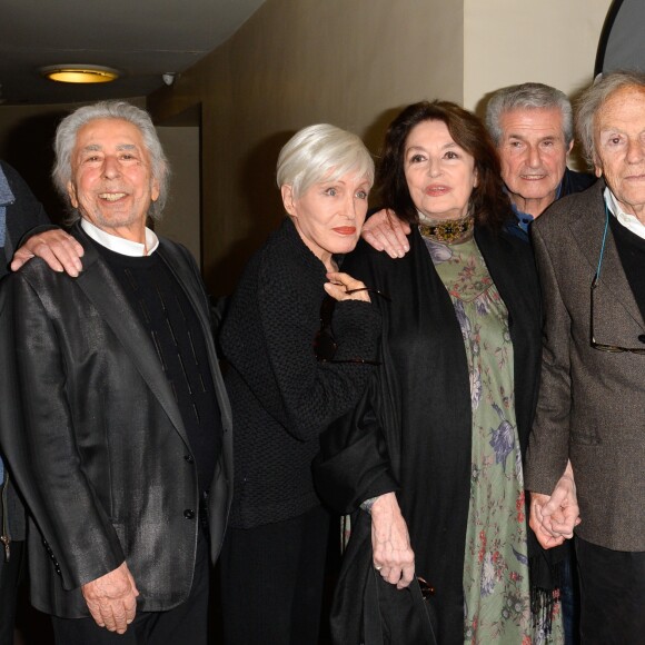 Pierre Barouh, Francis Lai, Nicole Croisille, Anouk Aimée, Claude Lelouch et Jean-Louis Trintignant - People à la projection du film "Un homme et une femme" en version restaurée, pour fêter les 50 ans du film ainsi que les 13 ans de Sophie Dulac Distribution au cinéma L'Arlequin, à Paris, le 6 novembre 2016. © Coadic Guirec/Bestimage