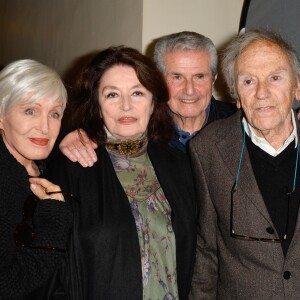 Nicole Croisille, Anouk Aimée, Claude Lelouch et Jean-Louis Trintignant - People à la projection du film "Un homme et une femme" en version restaurée, pour fêter les 50 ans du film ainsi que les 13 ans de Sophie Dulac Distribution au cinéma L'Arlequin, à Paris, le 6 novembre 2016. © Coadic Guirec/Bestimage