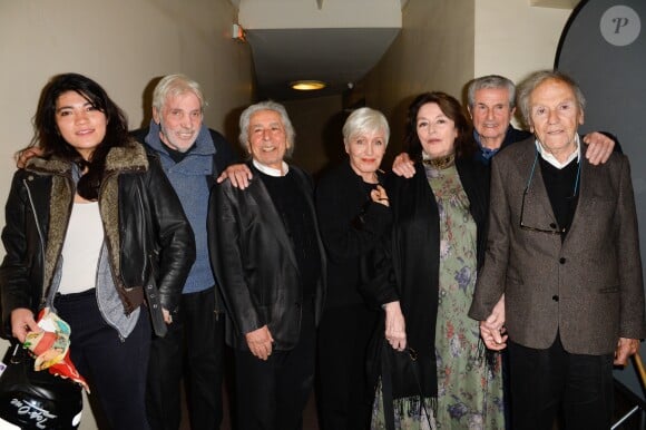 Pierre Barouh, Francis Lai, Nicole Croisille, Anouk Aimée, Claude Lelouch et Jean-Louis Trintignant - People à la projection du film "Un homme et une femme" en version restaurée, pour fêter les 50 ans du film ainsi que les 13 ans de Sophie Dulac Distribution au cinéma L'Arlequin, à Paris, le 6 novembre 2016. © Coadic Guirec/Bestimage