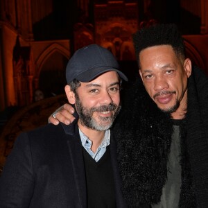 Manu Payet et JoeyStarr à la soirée de remise des prix du guide Fooding 2017 à la Cathédrale Américaine de Paris le 7 novembre 2016.