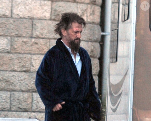 Sean Penn méconnaissable sur le tournage du film 'The Professor and the Madman' à Dublin, le 8 novembre 2016.