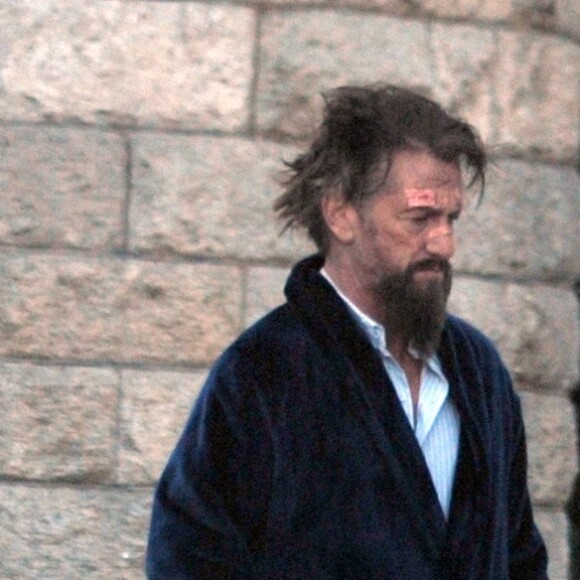 Sean Penn méconnaissable sur le tournage du film 'The Professor and the Madman' à Dublin, le 8 novembre 2016.