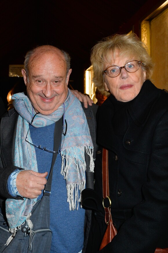 Michel Jonasz et Marion Sarraut à l'anniversaire de Louis-Michel Colla, qui fête ses 60 ans au théâtre de la Gaîté-Montparnasse, à Paris, le 8 novembre 2016.