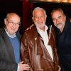 Michel Jonasz, Jean-Paul Belmondo et Antoine Duléry à l'anniversaire de Louis-Michel Colla, qui fête ses 60 ans au théâtre de la Gaîté-Montparnasse, à Paris, le 8 novembre 2016.