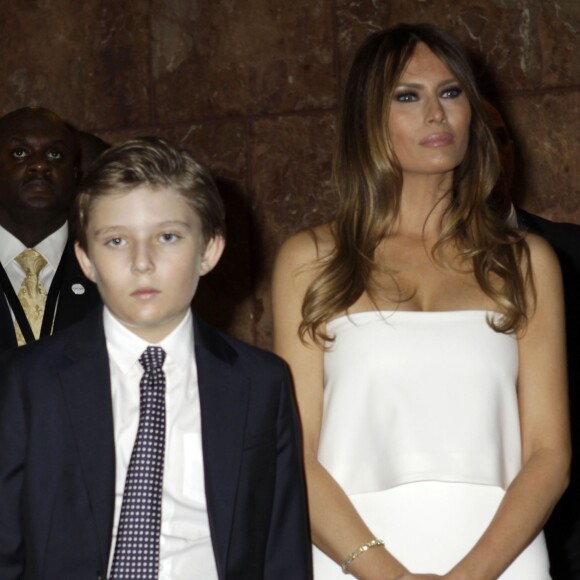 Barron Trump, Melania Trump - Donald Trump se déclare candidat à l'investiture républicaine pour la présidentielle de 2016 lors d'une conférence à New York, le 16 juin 2015.