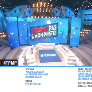 Cyril Hanouna a fait évacuer le plateau de "Touche pas à mon poste" (C8) afin de dénoncer la politique de Donald Trump. Le 9 novembre 2016.