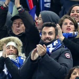 Laurent Ournac et sa femme Ludivine - Match de qualification de la coupe du monde de football 2018, France contre Suède au Stade de France à Saint-Denis, France, le 11 novembre 2016. © Cyril Moreau/Bestimage