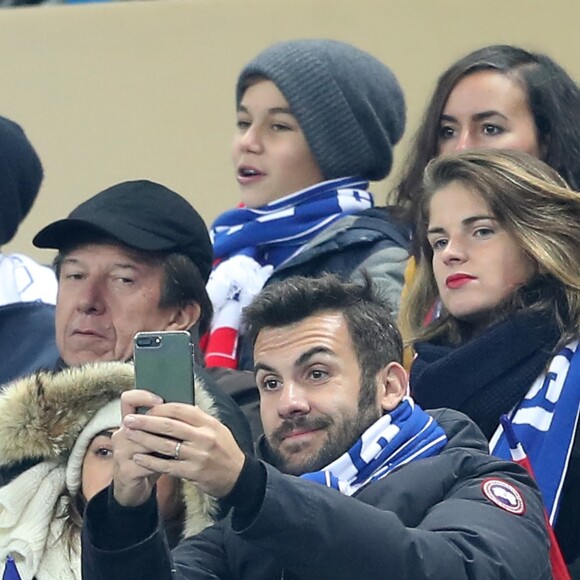 Laurent Ournac et sa femme Ludivine - Match de qualification de la coupe du monde de football 2018, France contre Suède au Stade de France à Saint-Denis, France, le 11 novembre 2016. © Cyril Moreau/Bestimage