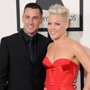 La chanteuse Pink et son mari Carey Hart - 56eme ceremonie des Grammy Awards a Los Angeles le 26 janvier 2014.