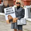 Pamela Anderson poste une lettre adressée à Theresa May, lettre dans laquelle elle milite pour l'interdiction de l'exploitation des animaux dans les cirques. Londres, le 12 octobre 2016. © CPA/Bestimage