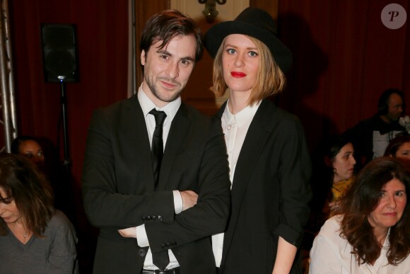 Emmanuel Delpech et sa compagne Justine Lamirand - People au défilé Haute Couture Dany Atrache Printemps-Eté 2016 à la Mairie du 4ème arrondissement à Paris, le 25 janvier 2016. © CVS/Veeren/Bestimage