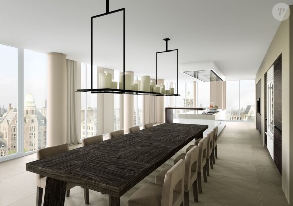 Exclusif - Illustrations de l'appartement le plus cher d'Amsterdam que Justin Bieber vient d'acheter 24,5 millions d'euros le 28 octobre 2016. L'appartement, aménagé par l'architecte Cees Van Dam, est mitoyen du Grand Hôtel Krasnapolsky. De l'autre côté du square ce trouve le palais royal. Justin Bieber sera donc un proche voisin du roi et de la reine des Pays-Bas.