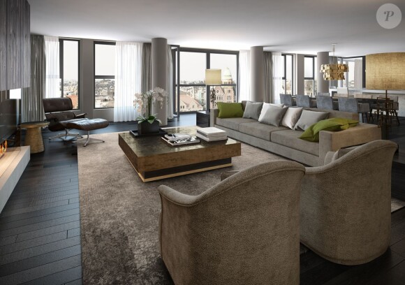 Exclusif - Illustrations de l'appartement le plus cher d'Amsterdam que Justin Bieber vient d'acheter 24,5 millions d'euros le 28 octobre 2016. L'appartement, aménagé par l'architecte Cees Van Dam, est mitoyen du Grand Hôtel Krasnapolsky. De l'autre côté du square ce trouve le palais royal. Justin Bieber sera donc un proche voisin du roi et de la reine des Pays-Bas.