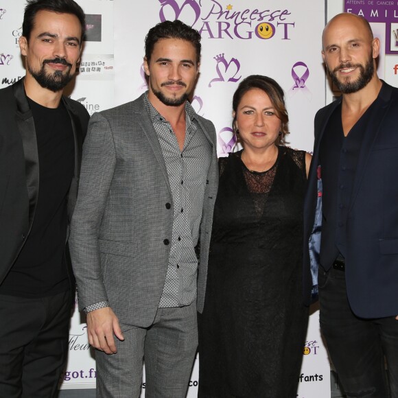 Exclusif - Damien Sargue, Olivier Dion, Muriel Hattab et David Ban (Les 3 Mousquetaires) - Dîner de gala au profit de l'association "Princesse Margot", dont Muriel Hattab est la présidente et qui a été créée après le décès de sa fille, au Pavillon Royal à Paris. Le 14 Novembre 2016. © Denis Guignebourg / BestImage