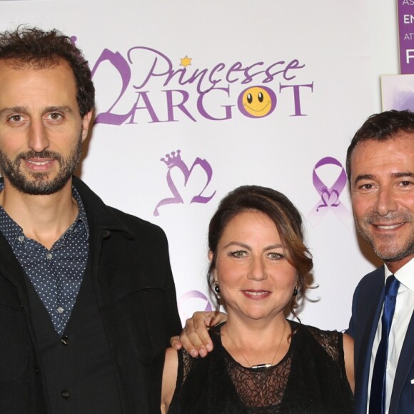 Exclusif - Arié Elmaleh, Muriel Hattab et Bernard Montiel - Dîner de gala au profit de l'association "Princesse Margot", dont Muriel Hattab est la présidente et qui a été créée après le décès de sa fille, au Pavillon Royal à Paris. Le 14 Novembre 2016. © Denis Guignebourg / BestImage