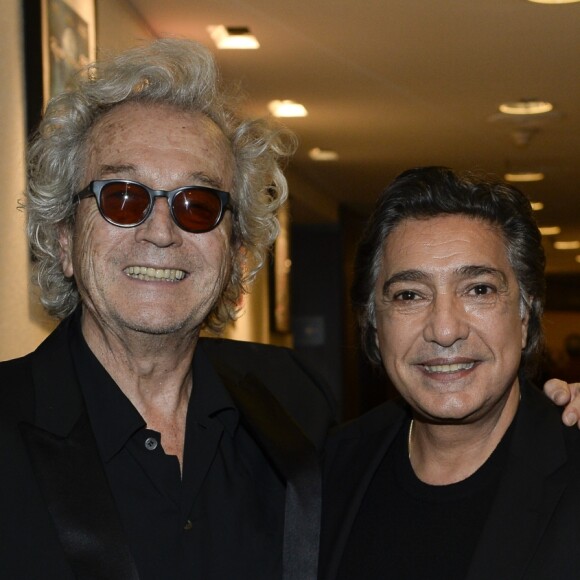 Exclusif - Luc Plamondon et Frédéric François lors de la générale de la comédie musicale Notre-Dame de Paris au Palais des Congrès à Paris le 24 novembre 2016. © Patrick Carpentier/Bestimage