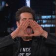 Jim Carrey sur le plateau de l'émission "Jimmy Kimmel Live!". L'acteur et comédien fait-il un sketch ou un honnête aveu ? Novembre 2014.
