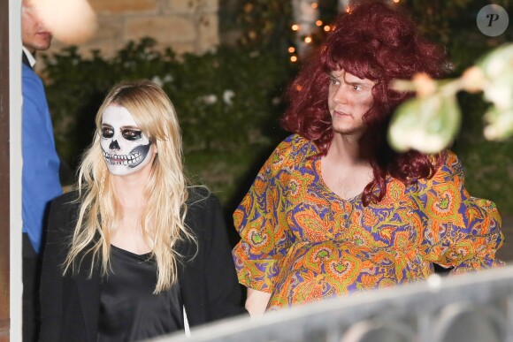 Emma Roberts et Evan Peters à la fête d'Halloween organisée par Kate Hudson à Los Angeles le 28 octobre 2016