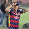 Neymar - FC Barcelone s'est imposé 2-0 face au FC Séville et remporte la Coupe du Roi pour la deuxième année consécutive. Barcelone, le 23 mai 2016.