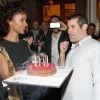 Exclusif - Sonia Rolland et son compagnon Jalil Lespert - L'acteur et réalisateur Jalil Lespert fête ses 40 ans au restaurant l'Oiseau à Paris le 3 juin 2016.