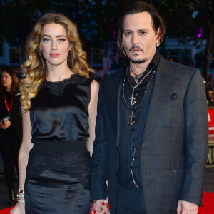 Johnny Depp et sa femme Amber Heard - Avant-première du film "Black Mass" lors du Festival BFI à Londres, le 11 octobre 2015.