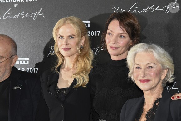 Nicole Kidman, Uma Thurman et Helen Mirren lors de la présentation du calendrier Pirelli 2017 à l'hôtel Salomon de Rothschild à Paris le 29 novembre 2016. © Pierre Perusseau / Bestimage